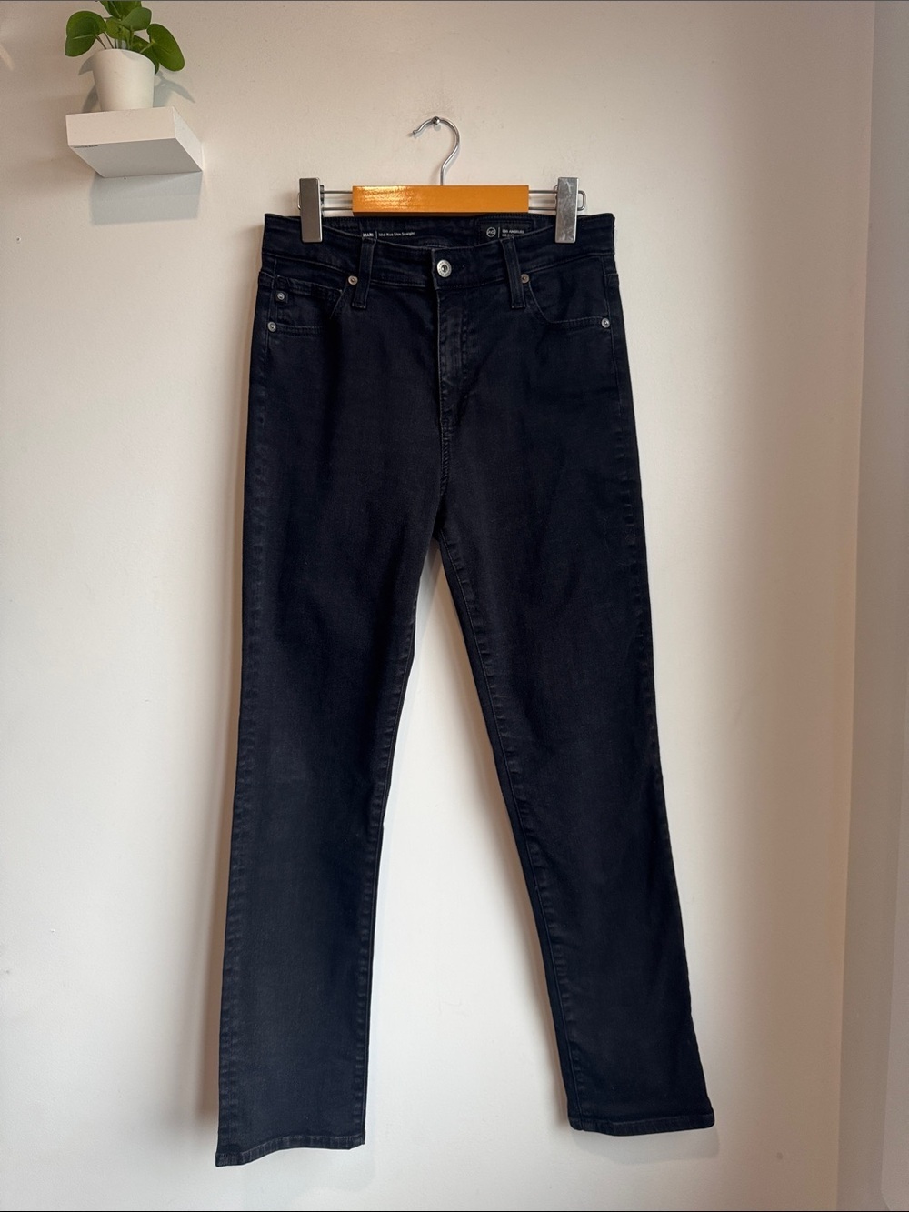Ag Adriano Goldschmied Black Slim Straight Jeans